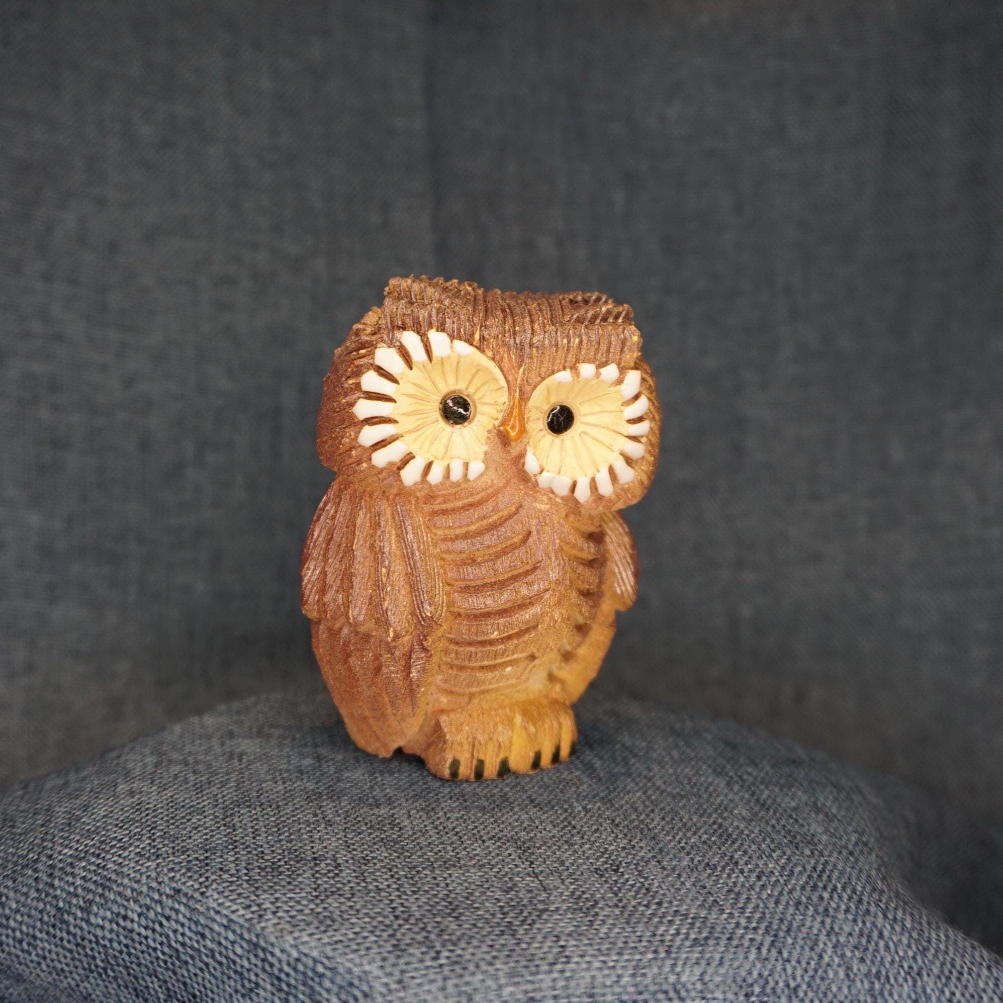 Artesania Rinconada Brown Owl Figurine. Vintage Uruguay Pottery Bird Collectible: Retro Modern Decor