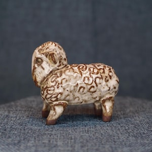 Vintage Miniature Sheep Figurine: Ark Pottery England Hand Made Animal Collectible Gift