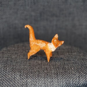 Primitive Clay Fox Figurine. Hand Made Rustic Miniature Cold Painted Pottery Fox. Fairy Garden, Diorama, Terrarium Creature Art Craft Supply