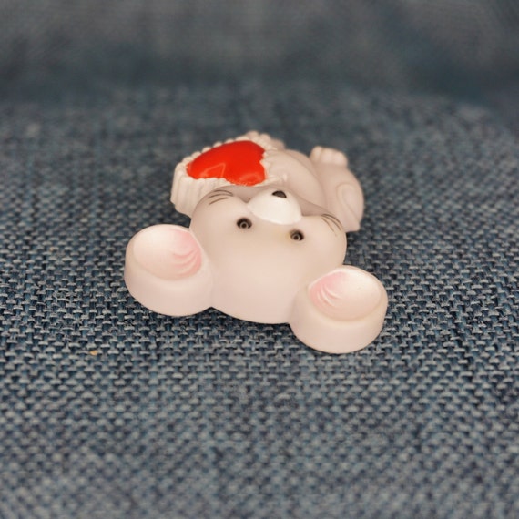 Vintage Valentine Mouse Pin. Small Plastic Gray M… - image 5