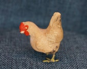 Putz Wood Composite Chicken Figurine. Vintage New Hampshire Hen Figure. Barnyard, Farm, Fairy Garden, Terrarium, Diorama Accessory Gift