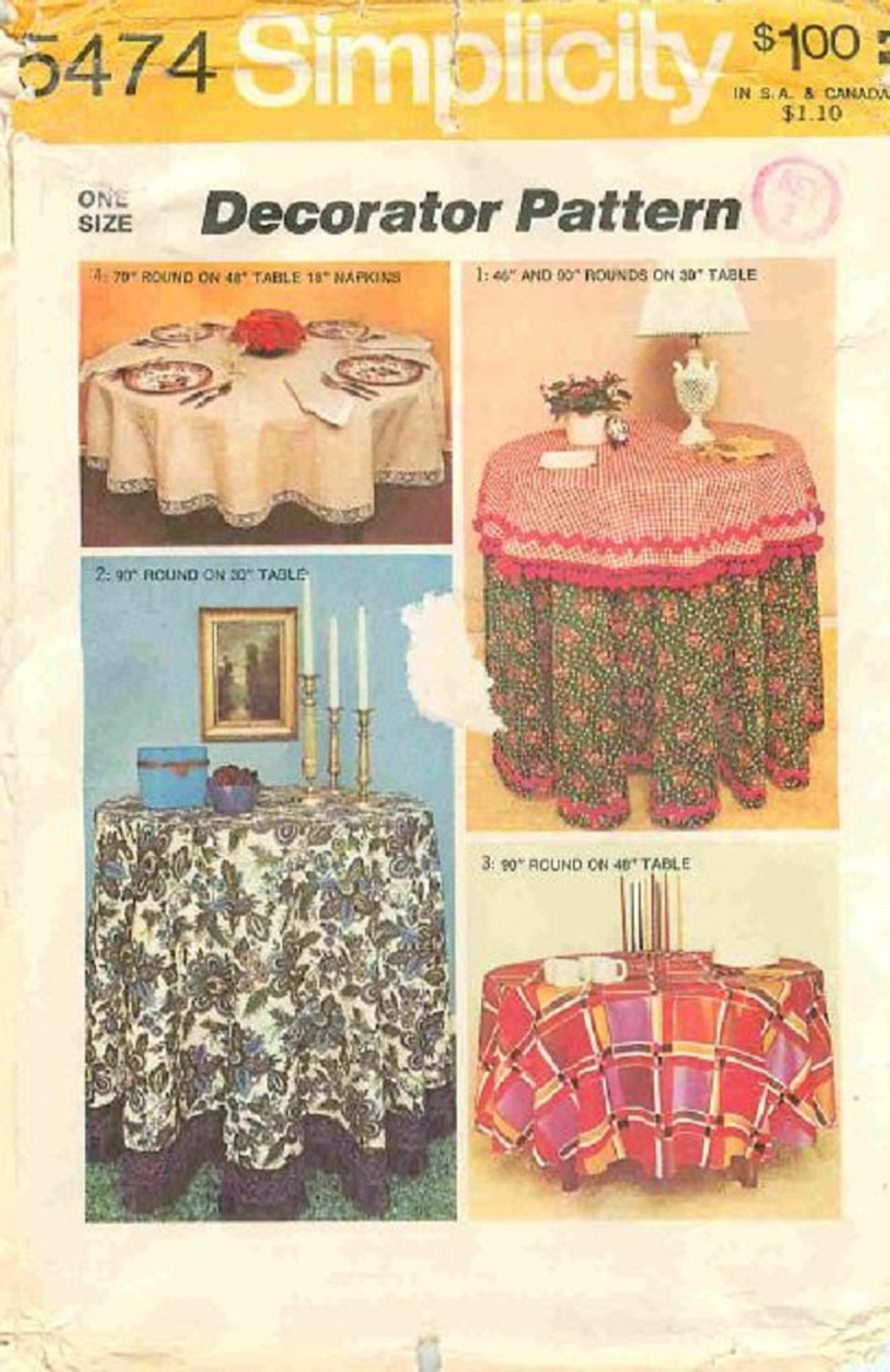 Simplicity 5474 Sewing Pattern Tablecloths and Napkins. Etsy
