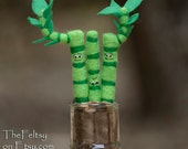 Made to order The not so lucky Bamboo needle felted plant doll one of a kind hand made plant miniature funny