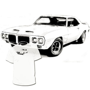 1969 Firebird Trans Am Pontiac drawing t shirt vintage American classic muscle car