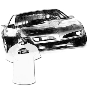 3 rd generation Pontiac Firebird drawing t shirt 1967 to 2002 drawings are available Mustang Chevy Viper Porsche Drawings are available
