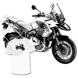 BMW R 1200 GS Drawing T shirt. Honda Yamaha Harley-Davidson Kawasaki Suzuki Ducati Triumph Aprilia Buell Drawings Are Available