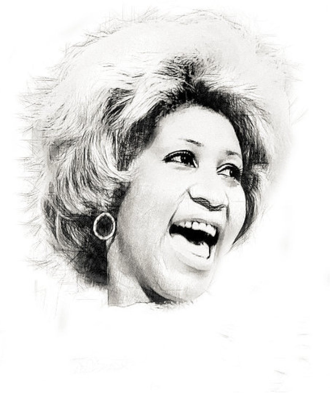 Aretha Franklin Drawing T Shirt Queen of Soul RESPECT Art Etsy