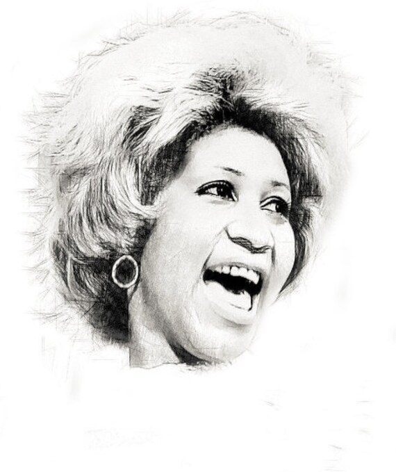 Aretha Franklin Drawing T Shirt Queen Of Soul Respect Art Etsy