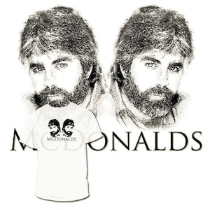 Michael McDonald tekent op een T-shirt. Tekeningen van je favoriete artiest, autofietsdier, bijna alles is beschikbaar Doobie Brothers toto