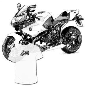 BMW HP 2 Drawing T shirt ___  Your Bike Drawing Availabl--- Bmw Harley Davidson Kawasaki Yamaha Motorcycle Drawin
