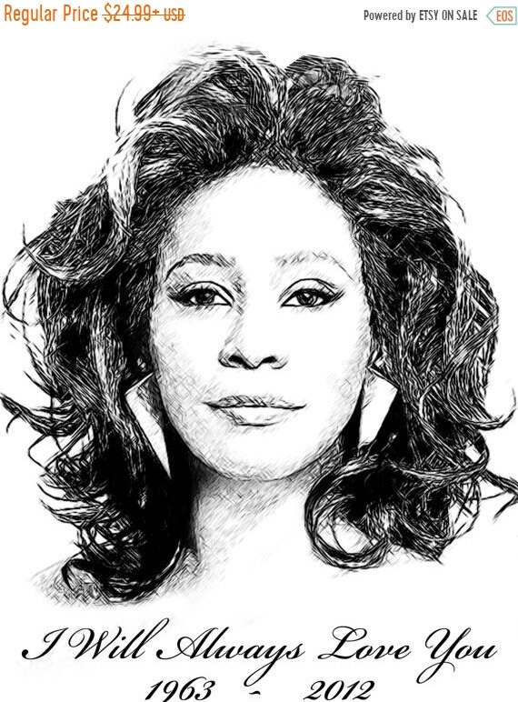 40 OFF SALE Whitney Houston Drawing T Shirt 40 OFF SALE Whitney Houston Drawing T Shirt