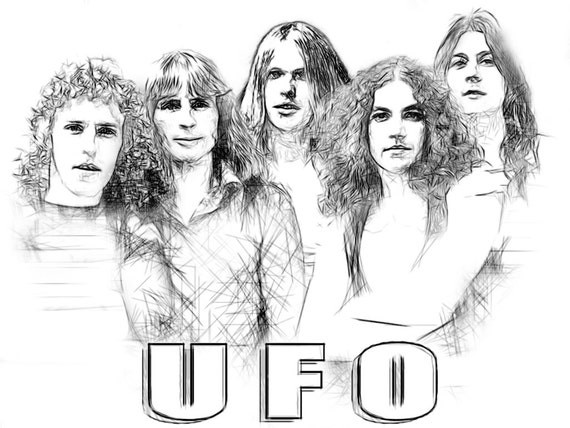 Ufo Band Drawing T Shirt Michael Schenker Group Pete Way Etsy