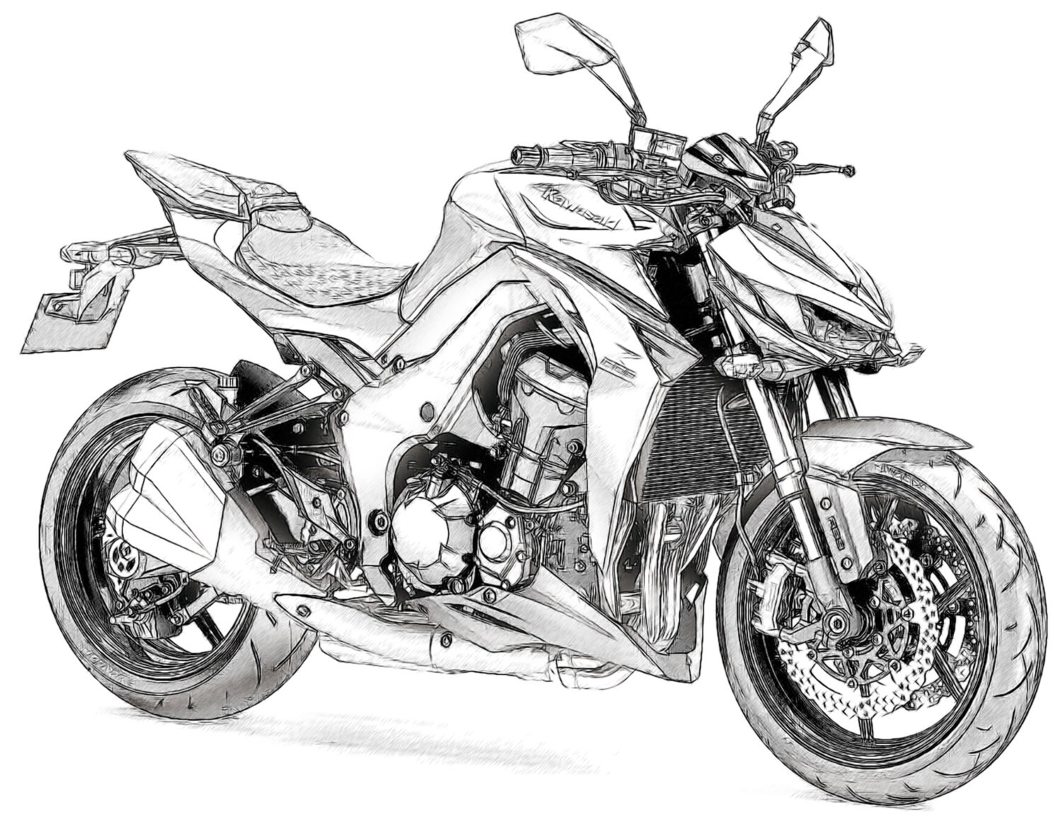 Kawasaki Z1000 Drawing T Shirt I Can Draw Your Bike For You Etsy