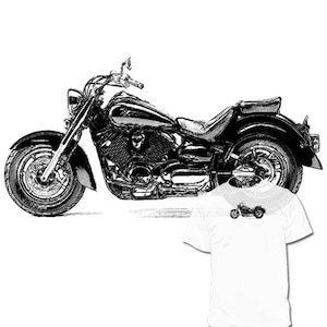 Yamaha Vstar Drawing T shirt Vmax V star Raider Bolt Road Royal Star  ---- YOUR Motorcycle Drawing is Available.
