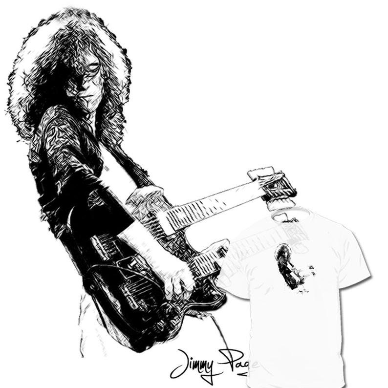 ジミー・ペイジの絵Tシャツ レッド・ツェッペリンとロバート