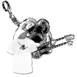 Jimmy Page and Robert Plant Drawing T shirt Led Zeppelin John Bonham