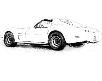 Corvette Stingray Drawing T shirt