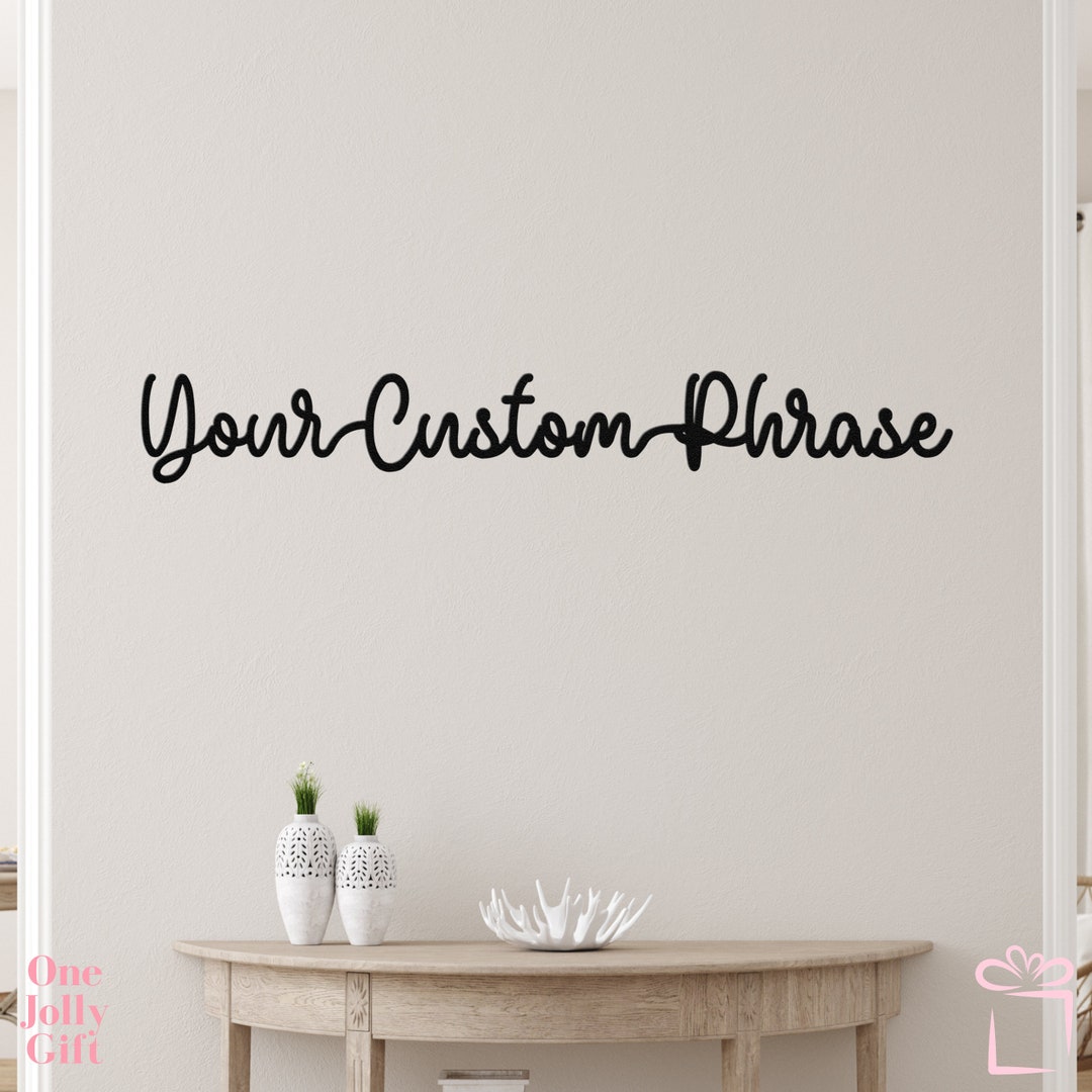 Custom Metal Wall Decor Words Phrase Minimalist Line Art, Personalized Metal Wall Art