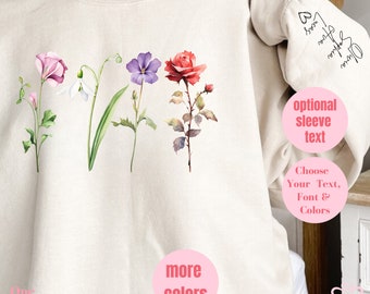 Felpa personalizzata con fiori di nascita: regalo personalizzato per il giardino della nonna