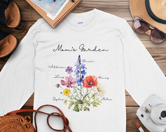 Custom Mom's Garden Long Sleeve Shirt: Birth Month Flowers