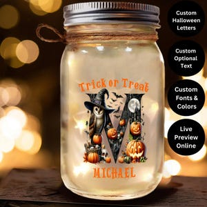 Farol de Halloween personalizado en frasco de vidrio: decoración gótica y espeluznante para el hogar