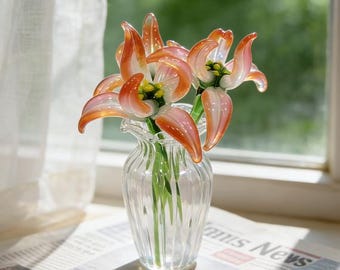 Jarrón de cristal con la flor del mes de nacimiento, mini flor de cristal de nacimiento, regalo de cumpleaños personalizado, decoración con la flor de nacimiento, recuerdo de flor de cristal, decoración de escritorio