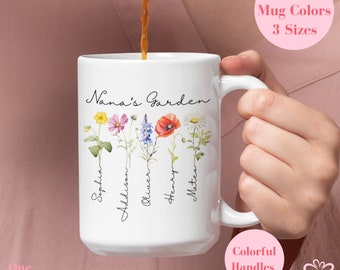 Custom Birth Month Flower Mug, Personalized Family Garden Mug