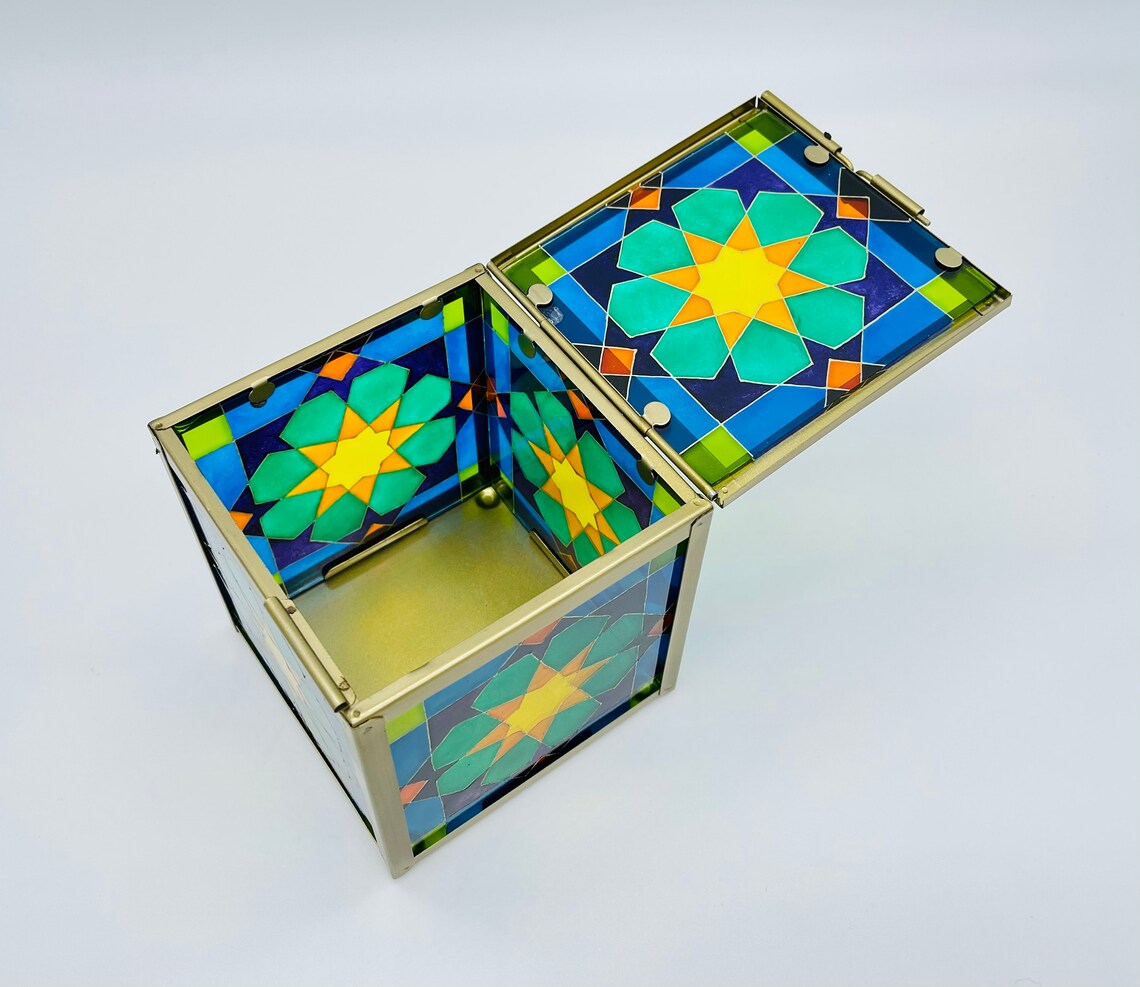 Hand Painted Glass Box. Jewelry/ Trinket/ Gift/ Light Box. Etsy