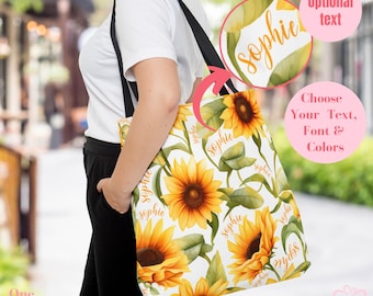 Personalized Bag, Tote Bag Women, Custom Name Gift Bag, Custom Birthday Gift for Her, Gift for Mom, Gift Daughter Birthday, Women Bag Flower