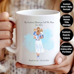 Custom Mother & Baby Portrait Mug: Personalized Keepsake Gift