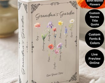 Personalized Birth Month Flower Book Vase: Custom Ceramic Family Gift