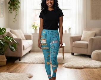 Math Notes Pattern High Waisted Yoga Leggings | Geometry Equations AOP