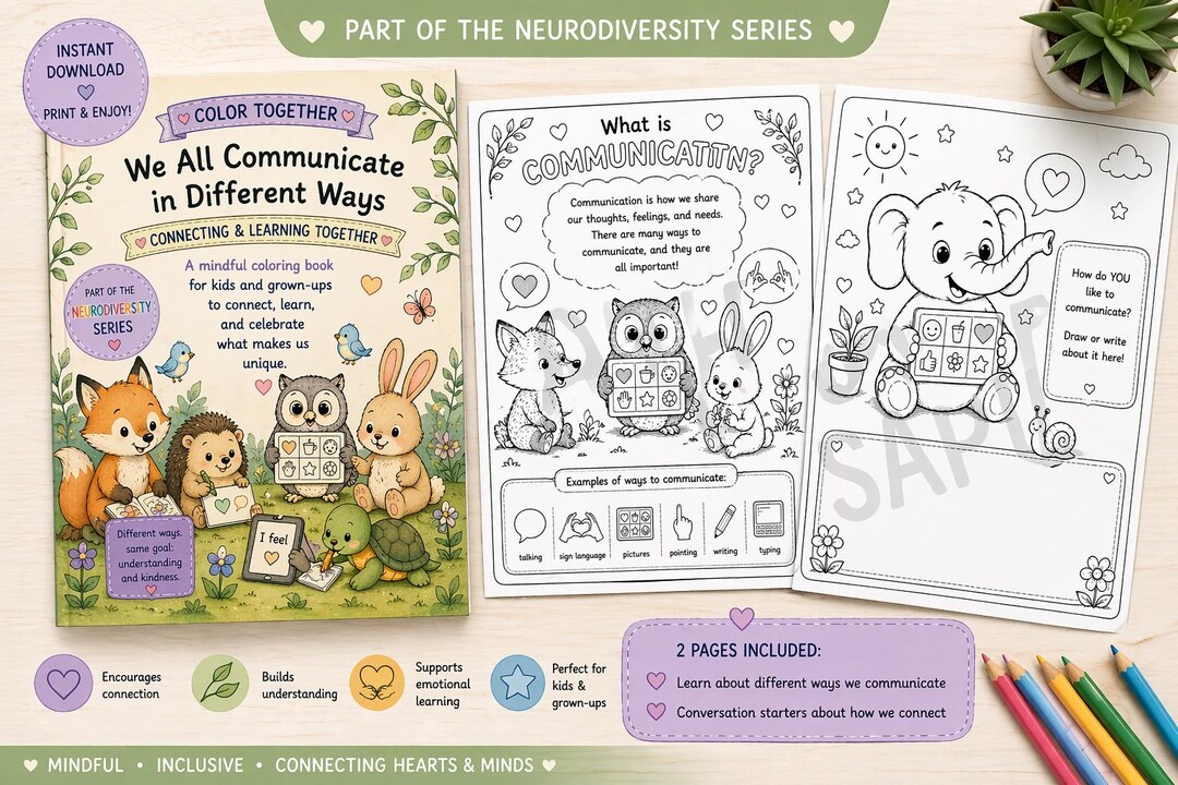 Neurodiversity Coloring Book | Communication , Ages 3-6, Preschool ...