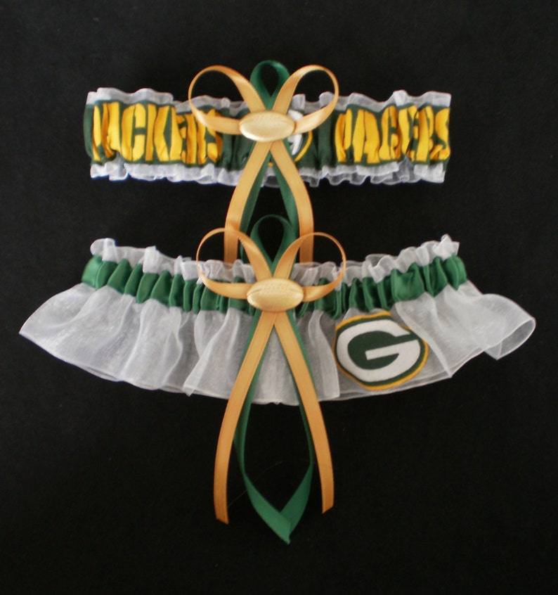 Green Bay Packers Wedding Garter Set Football Charm Sport Etsy