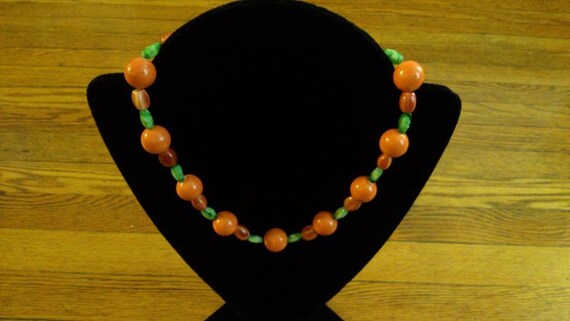 Beautiful Orange and Green Necklace | Etsy
