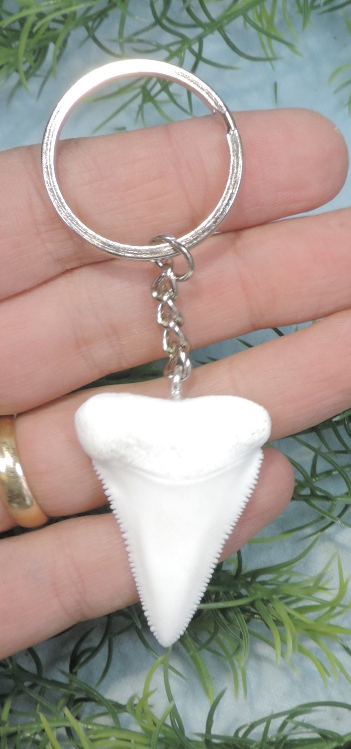 Great White Sharks Tooth Replica Keychain Etsy