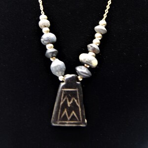 Gold filled chain with Ancient veraiety colorful stone beads and ancient Pendant