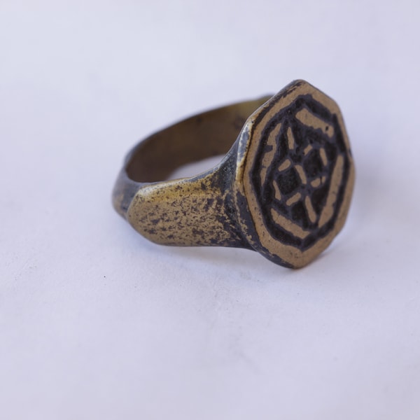 Signet ring from the Byzantine Roman period, 3rd-4th century CE (replica) The ring is a blackened brass