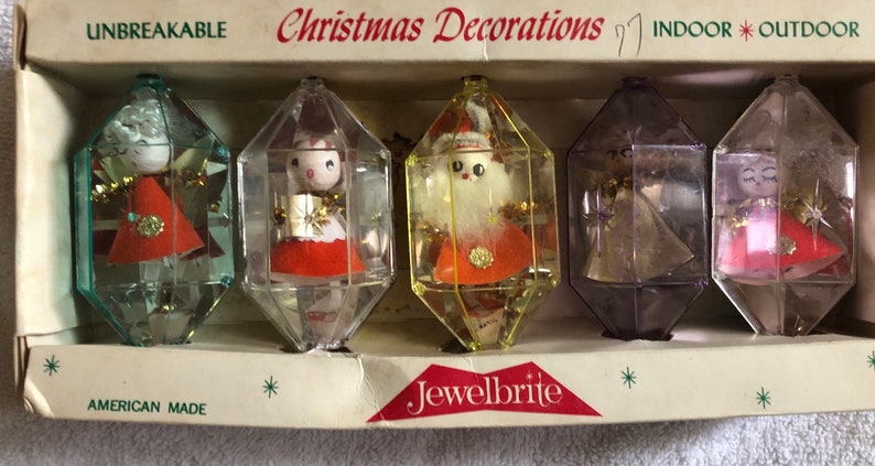 Vintage 5 Five Jewelbrite Plastic Christmas Ornaments With Etsy