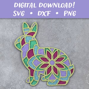 Lapin de Pâques | Joyeuses Pâques Joyeux printemps carte SVG | 3D Papercut SVG carte coupe fichier | Cricut Silhouette Glowforge DIY