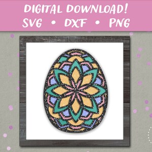 Osterei Wand Kunst Schatten Box Vorlage | Frohe Ostern Frühling Dekor | 3D Papierschnitt SVG Schnitt Datei | Cricut Silhouette Glowforge DIY