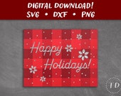 Happy Holidays Card SVG: Layered Christmas Greeting Card Papercut Template DIY (Digital Download)