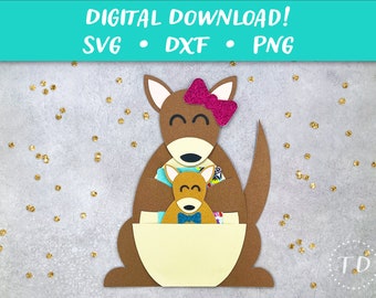 Kangaroo Gift Card Holder SVG: Mother's Day Layered Papercut Template (Digital Download)