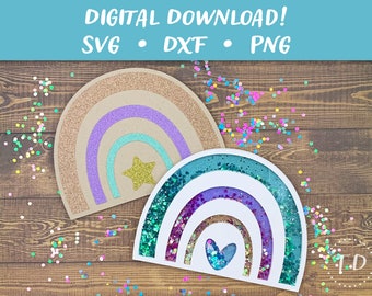 Rainbow Shaker Card SVG: Papercut-sjabloon voor Cricut, Silhouette, Glowforge DIY (digitale download)