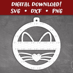 Ornement de Noël personnalisable chat SVG | d'ornement pour animal de compagnie | Papercut SVG coupe fichier | Cricut Silhouette Glowforge DIY | Téléchargement instantané