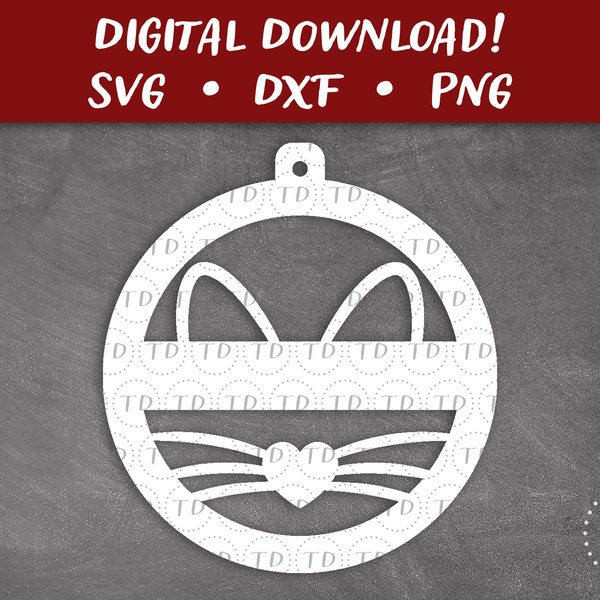 Cat Customizable Christmas Ornament SVG | Pet Ornament Template | Papercut SVG Cut File | Cricut Silhouette Glowforge DIY | Instant Download