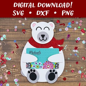 Bear Gift Card Money Holder SVG | Christmas Card Template | Papercut SVG Card Cut File | Cricut Silhouette Glowforge DIY | Instant Download