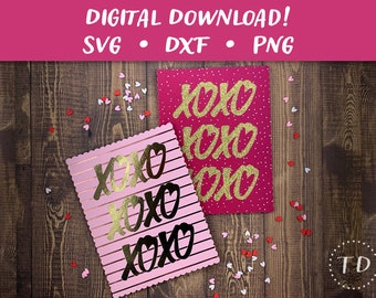 Hugs & Kisses Valentijnsdag Shaker Card SVG: 3D Papercut-bestand (digitale download)