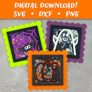 Mini cartes shaker Halloween SVG | de Carte de voeux Halloween | Papercut SVG carte coupe fichier | Cricut Silhouette Glowforge DIY | Téléchargement instantané