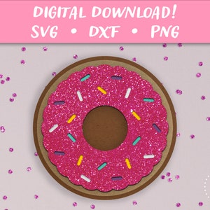 Cartão de Donut Fofo SVG | Modelo de Cartão de Aniversário | Arquivo de Corte de Cartão SVG Papercut | Cricut Silhouette Glowforge DIY | Download Instantâneo